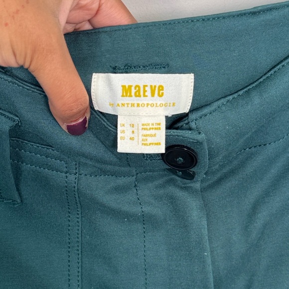 NWT Maeve Naomi Ponte Wide-Leg Flare Pants in Blue/Green - 8 - Picture 5 of 7